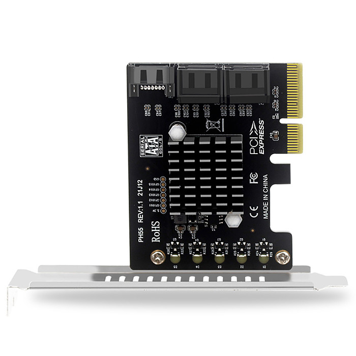 PCI-E to 5-Port SATA 3.0 III Expansion Card PCI-E X4 Controller Board Support 6Gbps PCI-E to SATA Adapter HUB for PC Computer