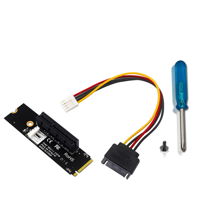 M.2 To PCI-E 4X Expansion Card M2 M Key To PCIe X4 Adapter Card with LED Indicator SATA Power Riser for NGFF M.2 2260 2280 SSD