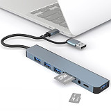 USB3.0 / USB-C to 8 Ports Type C Docking Station USB3.0 2.0 HUB TF SD Card Reader 3.5mm Audio Adapter for PC Laptop Accessories