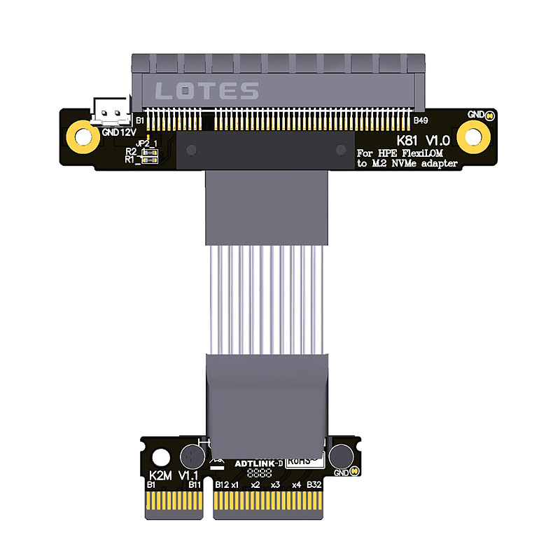 HPE FlexibleLOM FLR Network Card to M.2 NVMe-compatible PCIEx4 Riser Extension Cable for 331 530 366 544 560 561flr Adaper Cable