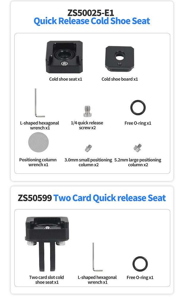 Quick Release Cold Shoe Mount 1/4 Screw for GOPRO Hero 13 12 Insta360 Action Camera for DSLR Camera Cage Fill Light Monitor Bracket