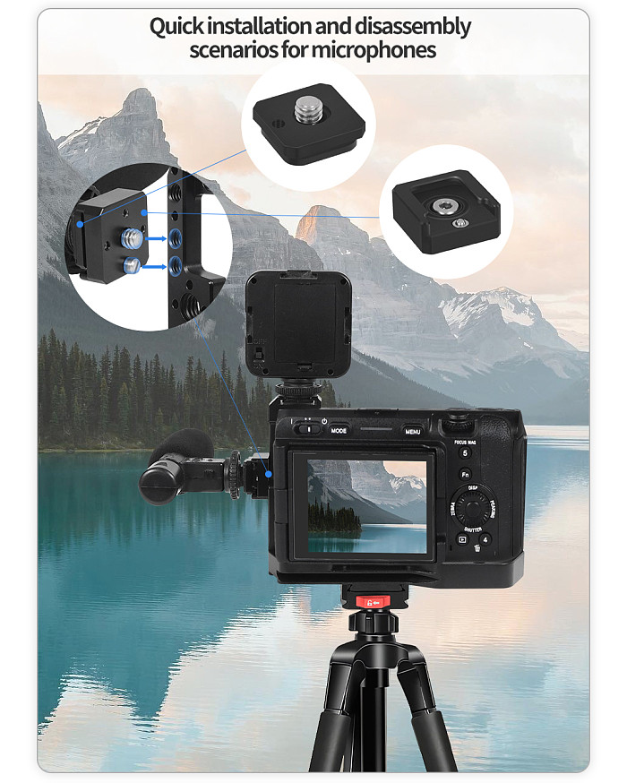 Quick Release Cold Shoe Mount 1/4 Screw for GOPRO Hero 13 12 Insta360 Action Camera for DSLR Camera Cage Fill Light Monitor Bracket