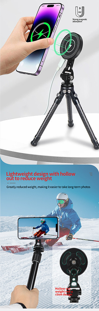 Magnetic Wireless Charger 10W Phone Holder Stand 1/4 ARRI Mount for iPhone MagSafe Magnet Charging Station Smartphone Bracket