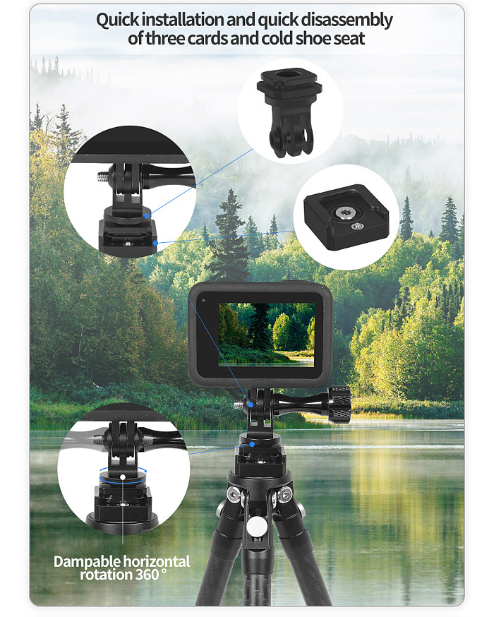 Quick Release Cold Shoe Mount 1/4 Screw for GOPRO Hero 13 12 Insta360 Action Camera for DSLR Camera Cage Fill Light Monitor Bracket