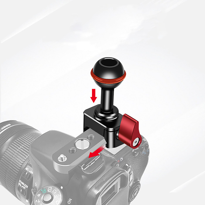 Minitor Magic Arm Dual Head 20mm Ballhead NATO Clamp Cold Shoe Mount 1/4 Screw for DSLR Camera Cage Fill Light LED Mic Bracket
