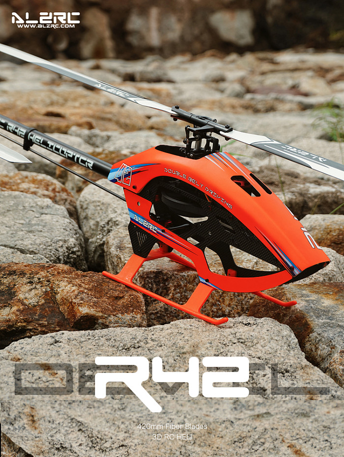 ALZRC DIY R42 FBL KIT RC Helicopter 420MM Carbon Fiber Main-Blades Equipped FBL Rotor System CNC Manufac-turing Full Metal Servo