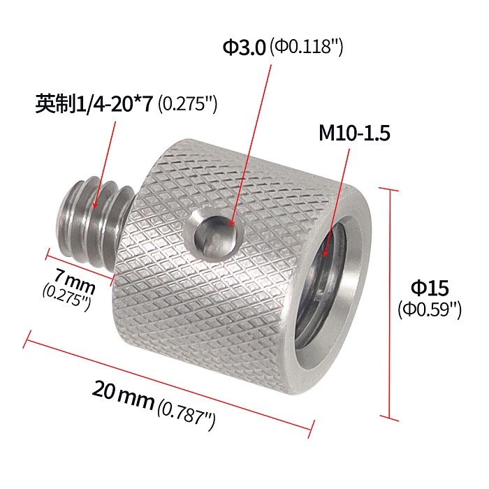Camera Conversion Screw Adapter 1/4 to M8 M10 Male to Female Screw for Monopod Tripod Ball Lights Bike Mount