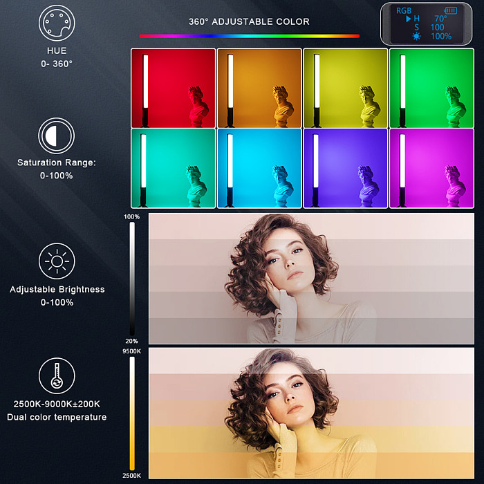 Hand-held Fill Light Mobile Phone LED Lamp Video Selfie Light Bar for Phone Livestreaming Rechargeable Photography Soft Light