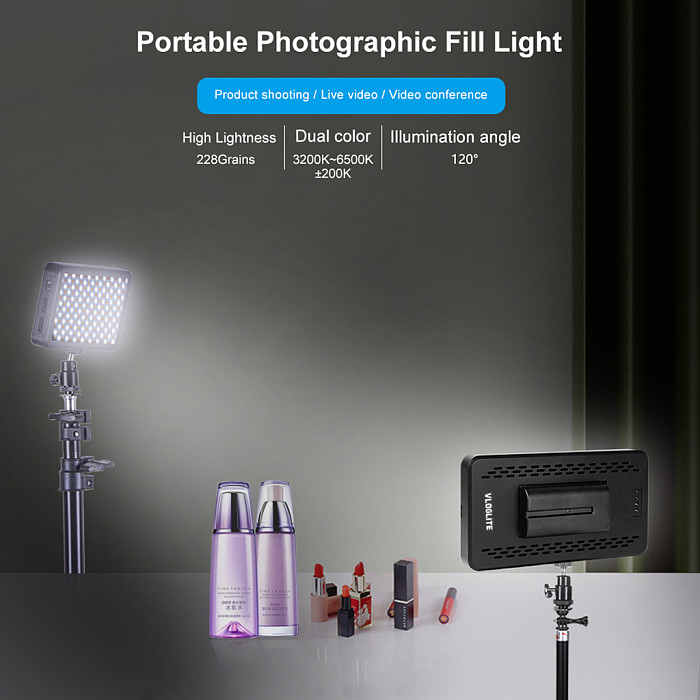 LED Photography Light Rechargeable Fill Light Photography Soft Light for Smartphone Vlog Live Streaming With Cold Shoe Mount