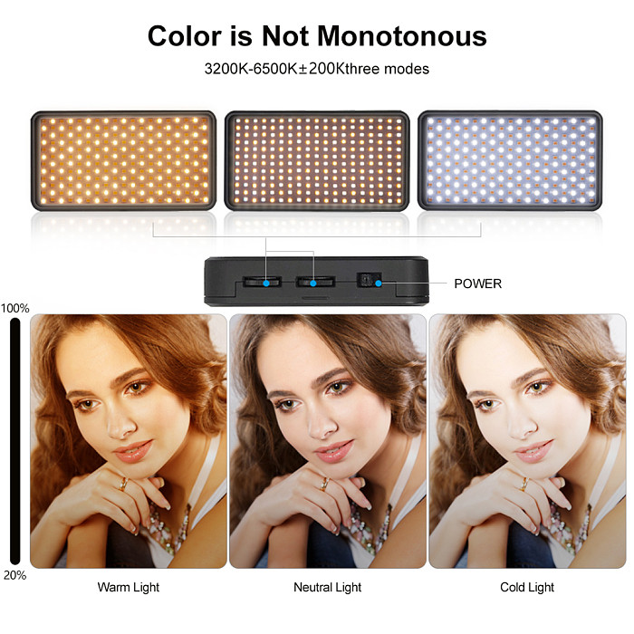LED Photography Light Rechargeable Fill Light Photography Soft Light for Smartphone Vlog Live Streaming With Cold Shoe Mount