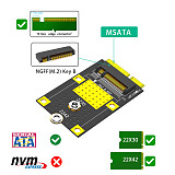 MSATA to M.2 Key B Adapter Card for NGFF M2 2230/2242 SSD B Key SATA -Bus Converter Card for Windows XP/7/8/10 WinCE & Linux