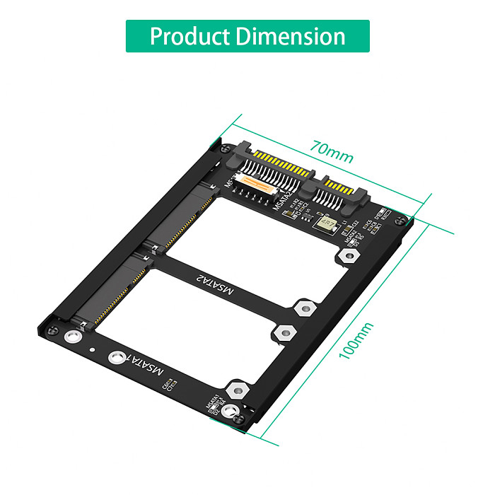 Dual Full-size Msata SSD to 2.5  SATA III High Speed SATA3 with Frame Bracket - Retain mSATA SSD as 7mm 2.5  SATA Drive  6Gbps