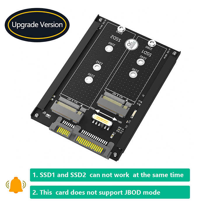 Dual  M.2 B Key/B&M Key SSD to 2.5  SATA III with Frame-Retain mSATA SSD as 7mm 2.5  SATA Drive for NGFF M.2 Key B SATA 3.0 SSD