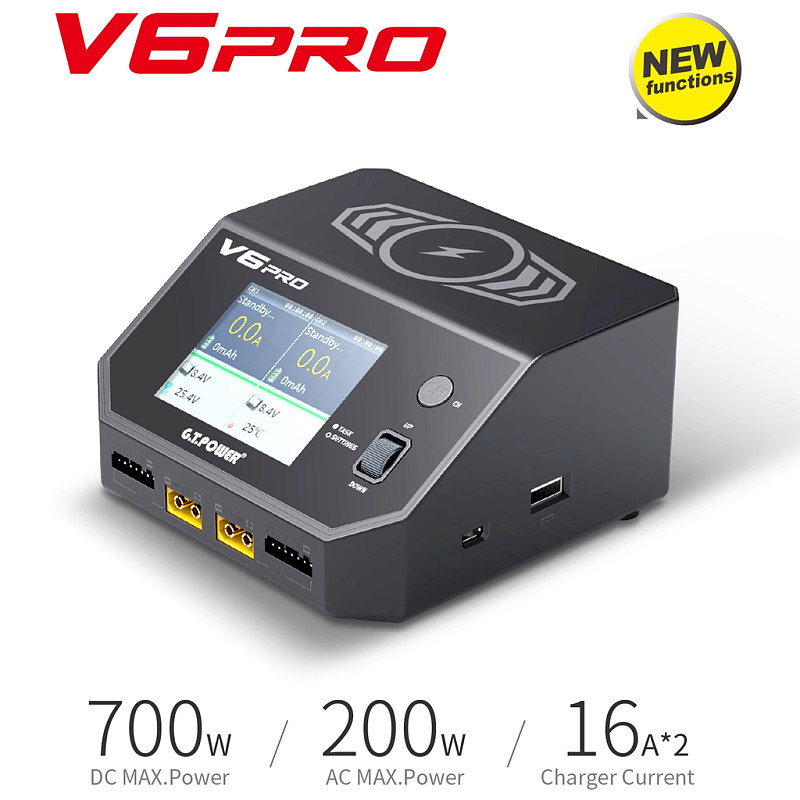 GT.POWER V6 Pro 700W AC/DC Dual-Channel Intelligent Balance Charger Discharger For LiPo/LiFe/LiIon/LiHV/NiMH/NiCd Battery