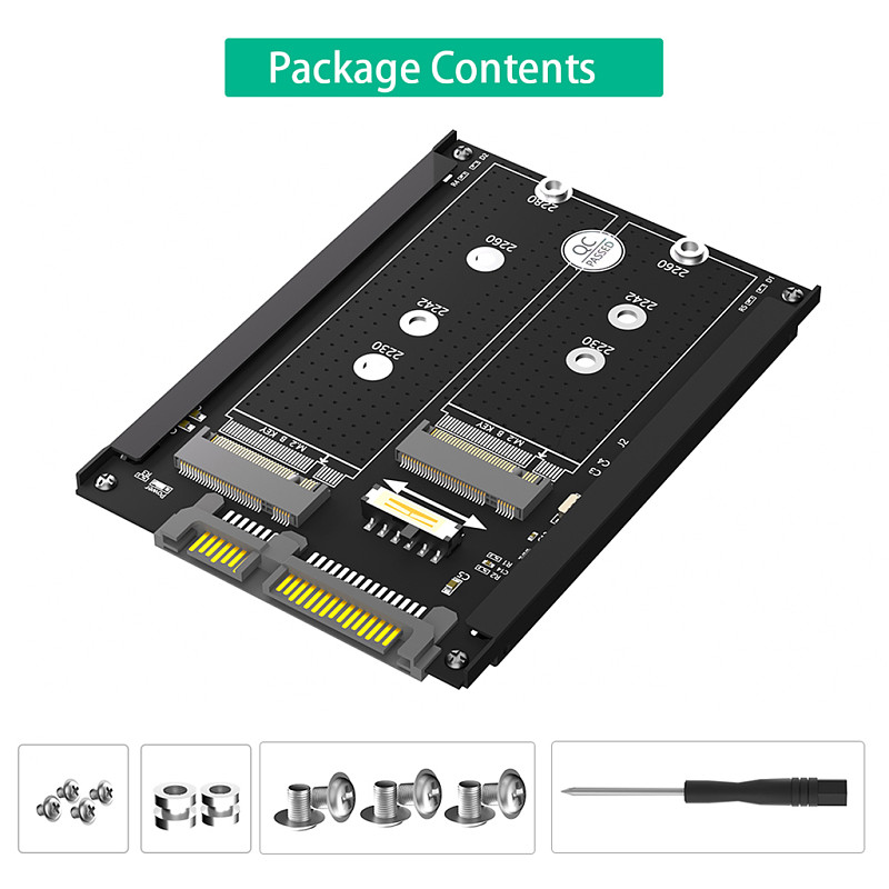 Dual  M.2 B Key/B&M Key SSD to 2.5  SATA III with Frame-Retain mSATA SSD as 7mm 2.5  SATA Drive for NGFF M.2 Key B SATA 3.0 SSD