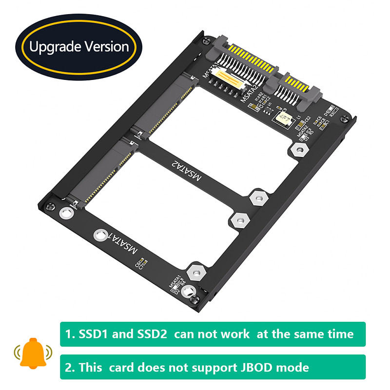 Dual Full-size Msata SSD to 2.5  SATA III High Speed SATA3 with Frame Bracket - Retain mSATA SSD as 7mm 2.5  SATA Drive  6Gbps