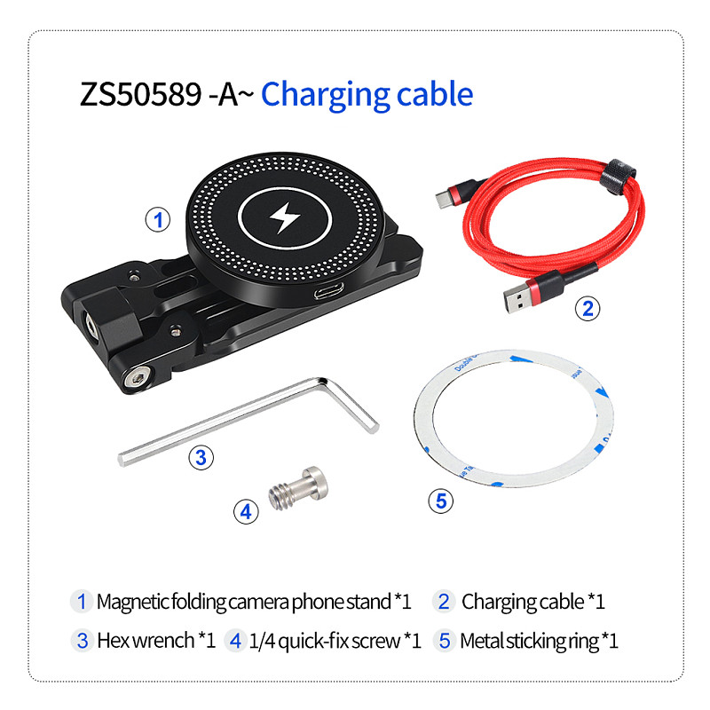 BGNing  Magnetic Quick Installation Multi-purpose Chargeable Board Mobile Phone Camera Stand  For Huawei P60, Iphone 15, DSLR, Canon, Sony and other devices For 38mm Quick Installation Clip, Tripod Accessories