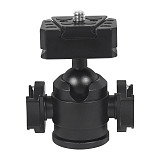 Aluminum Alloy 1/4 Ball Head Fixed Seat Quick Mounting Plate Video Live Tripod Fixing Bracket for SLR Fill Light Microphone