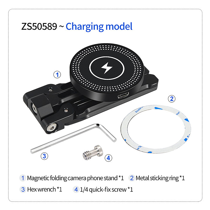 BGNing  Magnetic Quick Installation Multi-purpose Chargeable Board Mobile Phone Camera Stand  For Huawei P60, Iphone 15, DSLR, Canon, Sony and other devices For 38mm Quick Installation Clip, Tripod Accessories