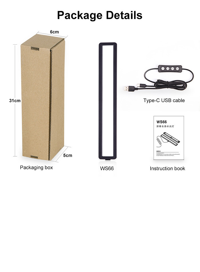 WS66 Three-Color Temperature Laptop Led Screen Eye Protection Light Online Meeting Light