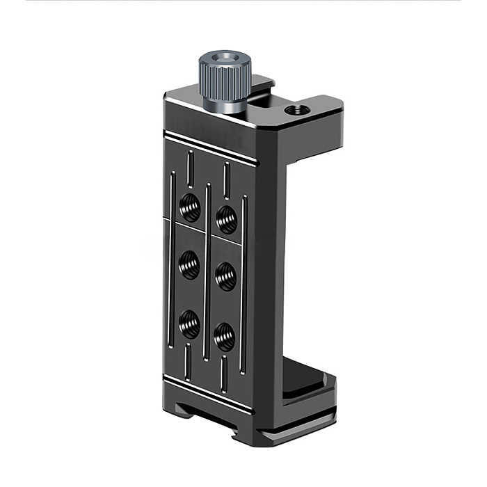 Metal Phone Holder with Cold Shoe 1/4 Screw Holes Mobile Clip Stand Support Smartphone Clamp for Arca Tripod Mount Bracket