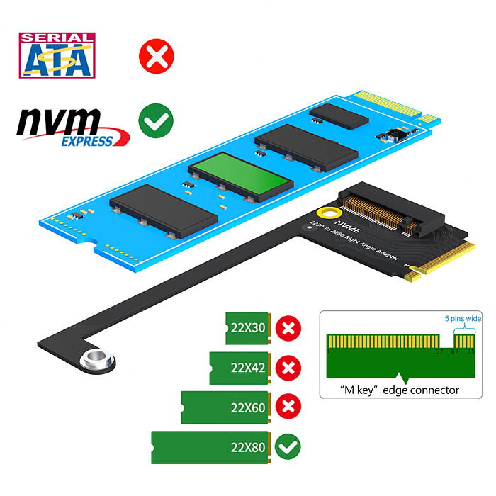 For Rog Ally Handheld Conversion 2230 to 2280 SSD Hard Drive Expansion Board for NVME M-Key M.2 PCIE4.0 Right Angle Adapter Card