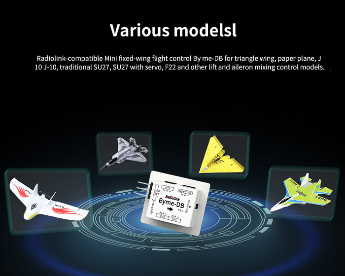 Radiolink Byme-DB Flight Controller Built-in Gyroscope for Delta Wing Micro Fixed Wing Paper Plane Drone