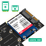 2 in1 Mini PCI-E to PCIe 1x and MSATA to SATA3 Adapter Card with SIM Card Slot for WiFi/3G/4G/LTE/Msata Mini Card to PC Desktop