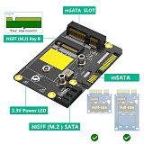2 in1 Combo Msata/M.2 SSD to Dual SATA3 Adapter Card M.2 Key B SATA-bus SSD to SATA msata SSD to SATA for M.2 NGFF 2230/2242 SSD