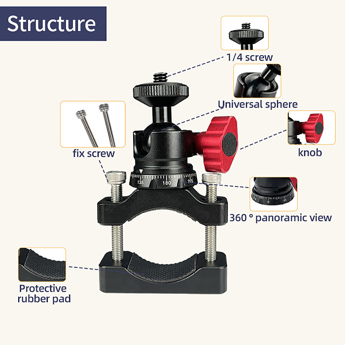 Metal Bike Bicycle Motorcycle Handlebar Mount Holder Super Clamp for Gopro Hero 12 11 10 for Insta360 for DJI OSMO Action Camera