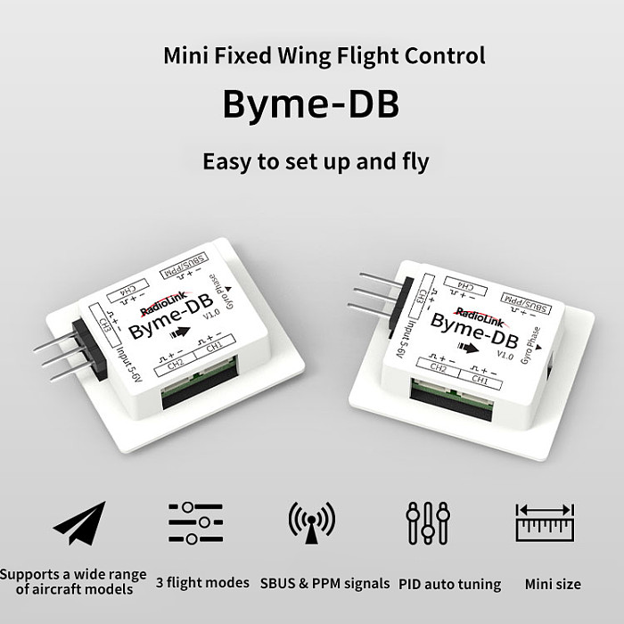 Radiolink Byme-DB Flight Controller Built-in Gyroscope for Delta Wing Micro Fixed Wing Paper Plane Drone