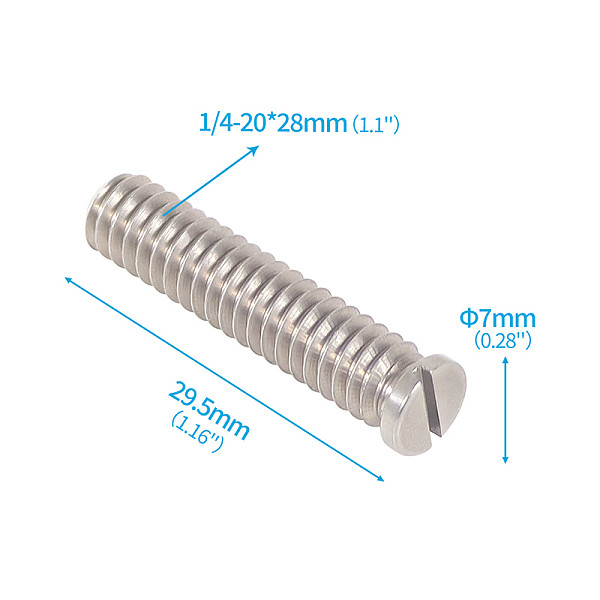 BGNing stainless steel slotted screw slotted cylindrical head slotted screw 1/4-20 * 28mm for camera accessories