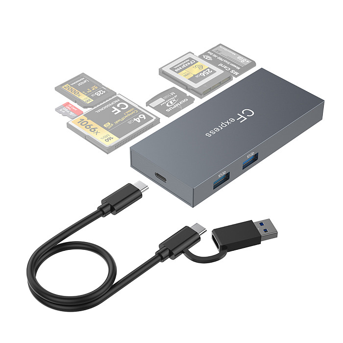 USB3.2 Gen2 7-in-1 CFexpress TypeB/CF/SD/TF/MS/XD/USB Card Reader Hub CR353 CR353B