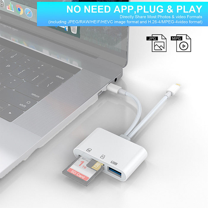 For iPad/iPhone Android Phone Laptop Adapter, 3.5 Audio Port/Lighting Port/SD/TF Extender To CF+SD+TF Multi Ports Adapter