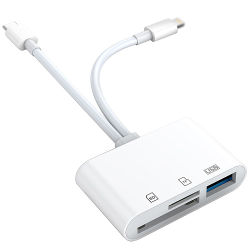 For iPad/iPhone Android Phone Laptop Adapter, 3.5 Audio Port/Lighting Port/SD/TF Extender To CF+SD+TF Multi Ports Adapter