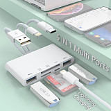 For iPad/iPhone Android Phone Laptop Adapter, 3.5 Audio Port/Lighting Port/SD/TF Extender To CF+SD+TF Multi Ports Adapter