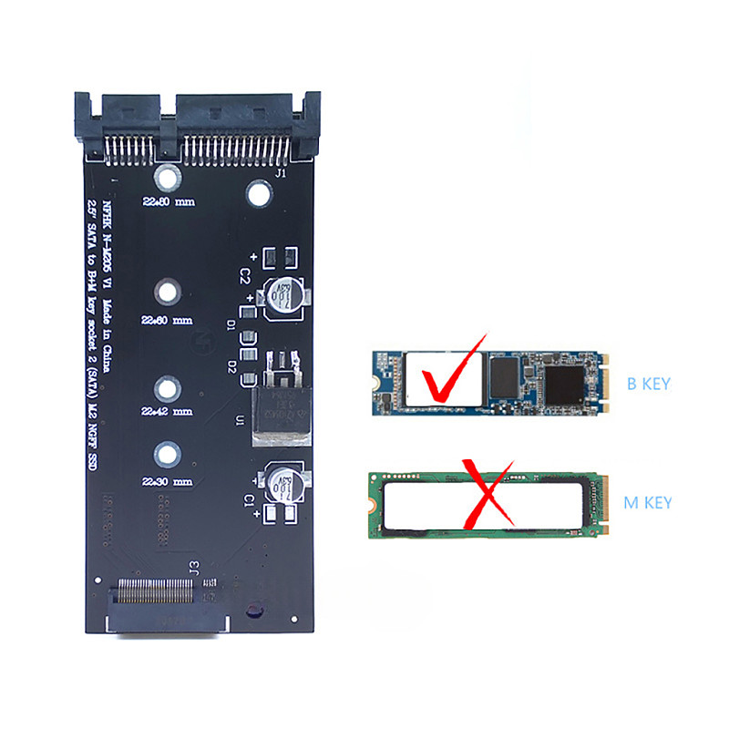2.5  SATA to B+M Key Adapter Card M.2 to SSD3 M2 KEY B-M SSD Converter Card for M.2 NGFF 2230 2242 2260 2280 SSD Riser Card