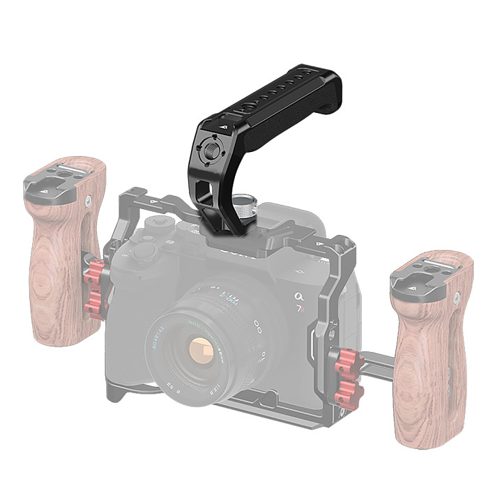 Camera Top Handle Handgrip with 3/8 Arri Locating Hole Cold Shoe Mount for Monitor Mic for Nikon Canon Sony DSLR Camera Cage Rig