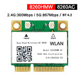 Wireless Network Card 7265HMW/8260HMW/8265HMW Mini PCI-E Dual Band 2.4G/5Ghz Wlan Wifi Bluetooth-compatible 4.2 802.11acMini PCI-E Dual Band 2.4G/5Ghz Wlan Wifi Bluetooth-compatible 4.2 802.11ac
