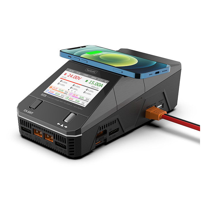 ToolkitRC Q6AC Black Aircraft Model Charger 1-6S American/European AC400W DC1000W 15A Four Channel XT60