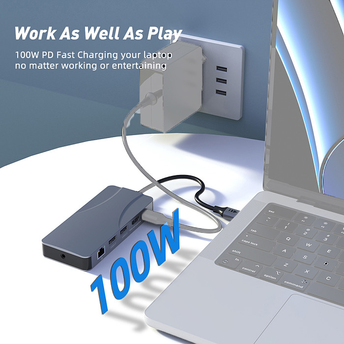 9in1 USB C HUB to 4K60Hz HDMI-Compatible USB 3.0 Adapter 1000Mbps RJ45 Ethernet PD100W SD/TF Card Reader Type C Docking Station