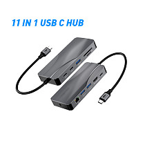 9in1 USB C HUB to 4K60Hz HDMI-Compatible USB 3.0 Adapter 1000Mbps RJ45 Ethernet PD100W SD/TF Card Reader Type C Docking Station