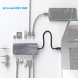 9in1 USB C HUB to 4K60Hz HDMI-Compatible USB 3.0 Adapter 1000Mbps RJ45 Ethernet PD100W SD/TF Card Reader Type C Docking Station