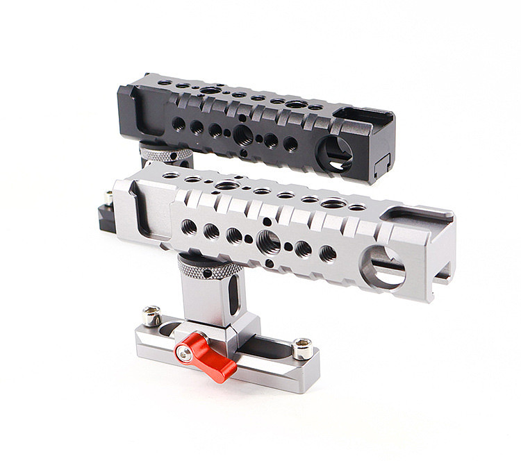 Aluminum Quick Release NATO Top Handle Hand Grip with 70mm NATO Rail Cold Shoe Mount for DSLR Camera Cage Rig Monitor Mic Light