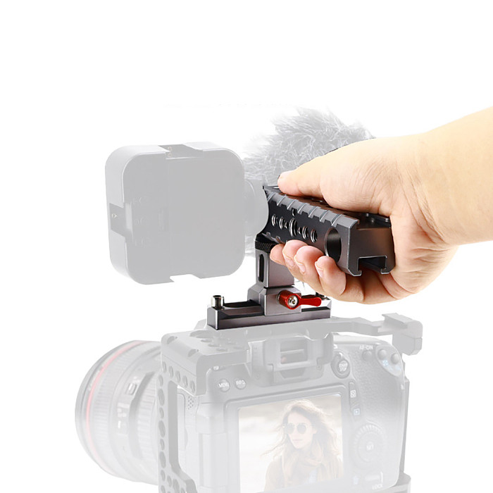 Aluminum Quick Release NATO Top Handle Hand Grip with 70mm NATO Rail Cold Shoe Mount for DSLR Camera Cage Rig Monitor Mic Light