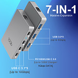 7in1 USB 3.0 Hub Type-C Docking Station USB3.2 Gen2 10Gbps Multiport Adapter with PD 100W Fast Charging Adapter for Laptops PC