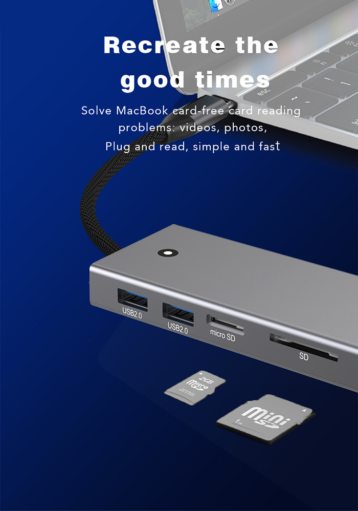 For M.2 NVME NGFF Dual Protocol SSD Enclosure Type-c Docking Station HDMI-compatible 4K60HZ 10Gbps USB HUB PD100W for PC Laptop