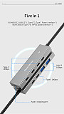 5 in 1 Type-c USB HUB 2A+2C High Speed USB3.2 Gen2 10Gbps Aluminum USB C Splitter Multiport Adapter USB Expander for PC Laptop