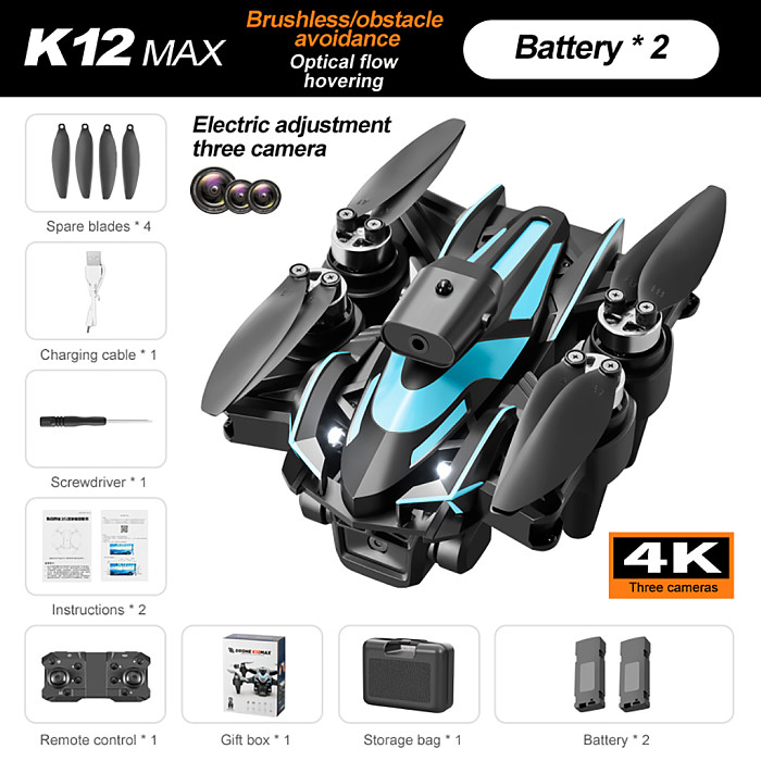 K12Max Drone Brushless Motor HD Aerial Photography Intelligent Obstacle Avoidance Aircraft Quadcopter Brushless Electric Dimming Flow