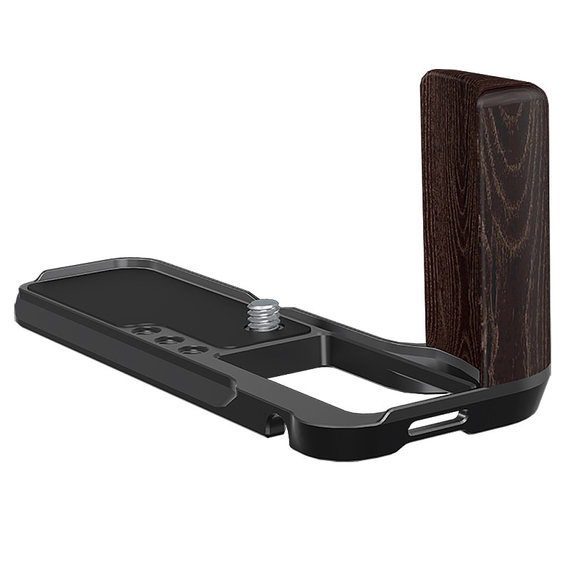 Aluminum Alloy Quick Release L Plate Wooden Camera Hand Grip Handle Base Holder Board Mount for Fujifilm X100VI for ARCA Tripod